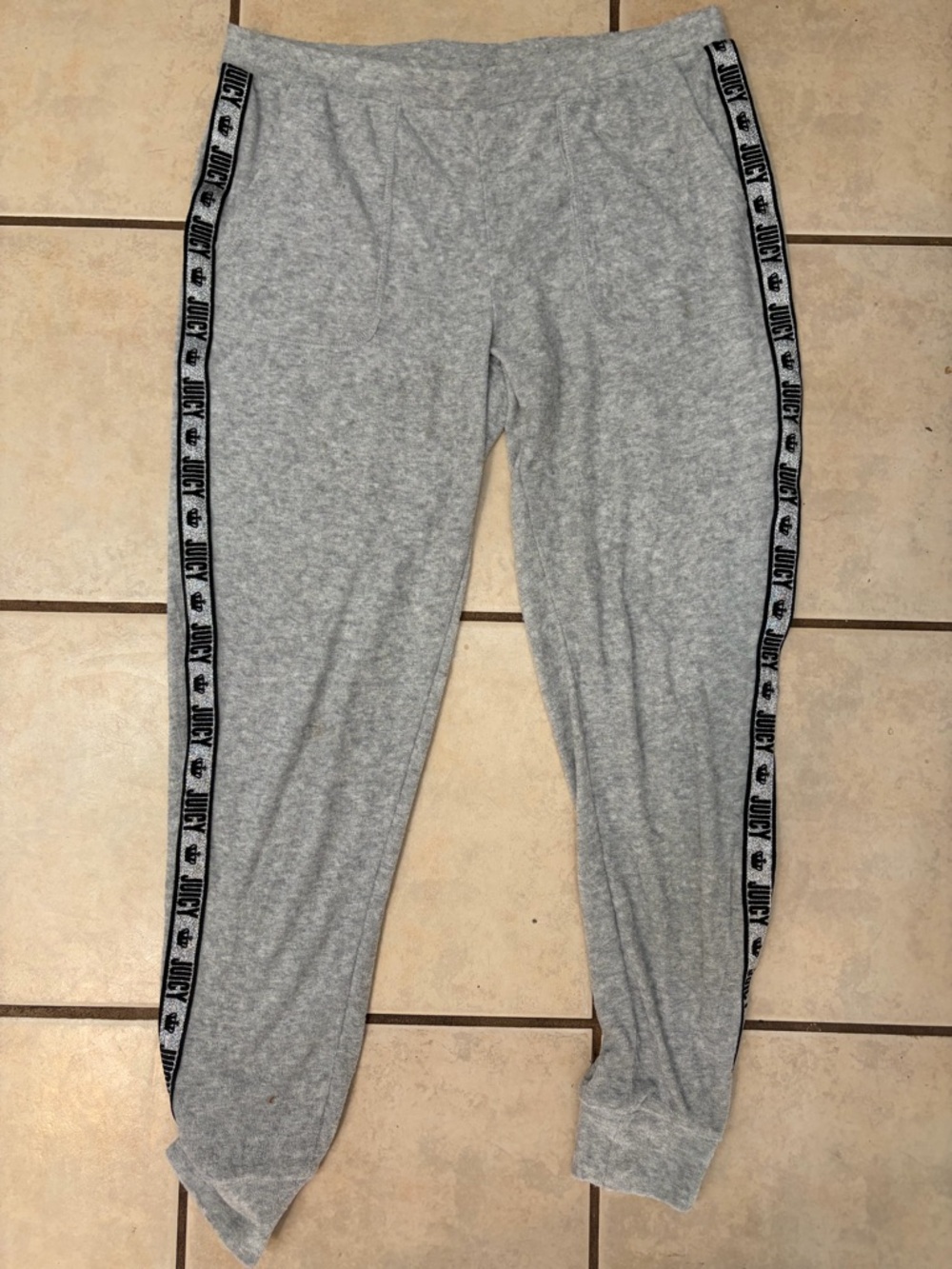 Juicy Couture Light Gray Sweatpants with Pink Logo Tag
